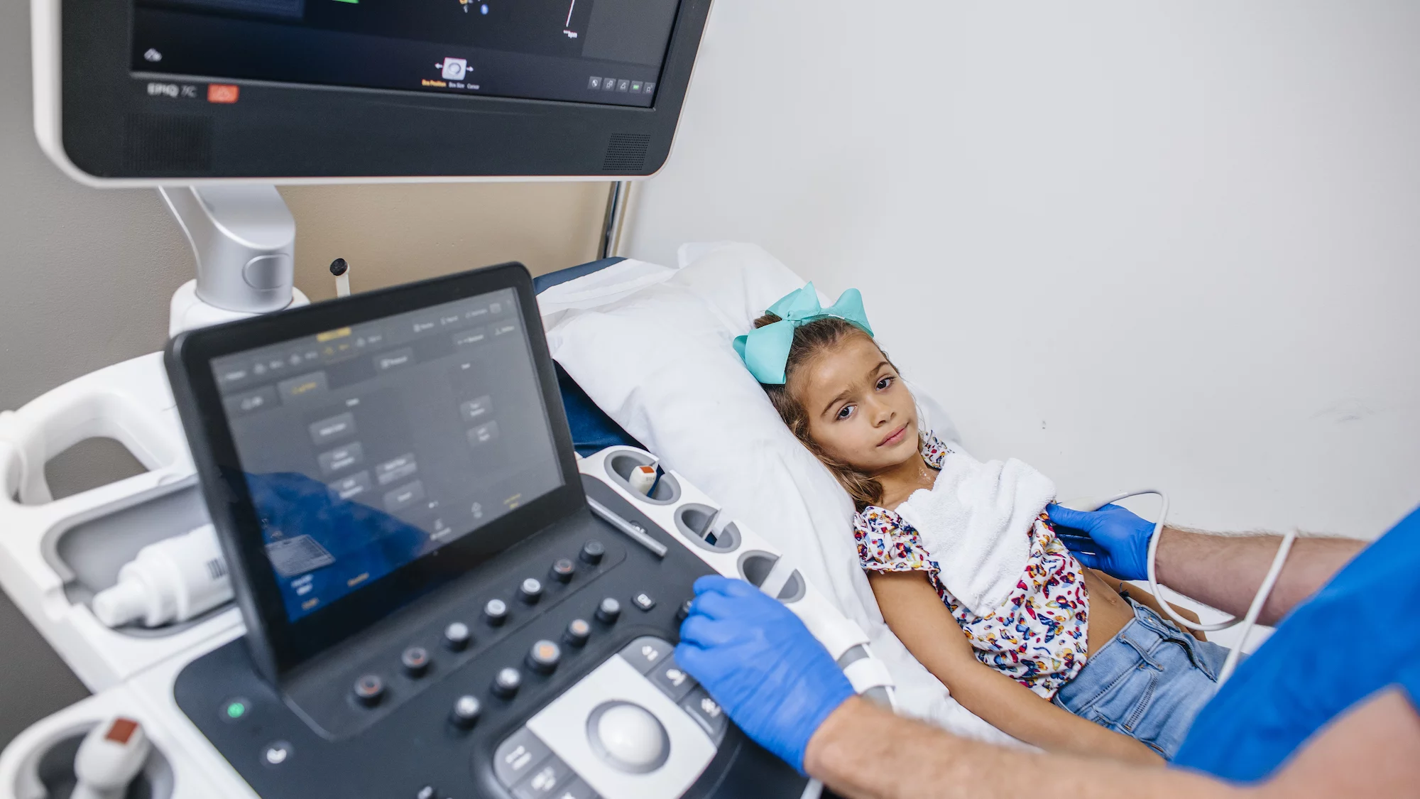 Girl patient getting ultrasound