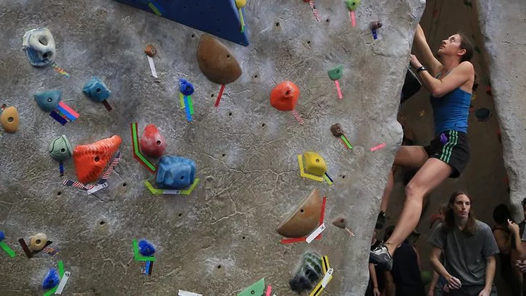 Climber on rock wall at UCLA